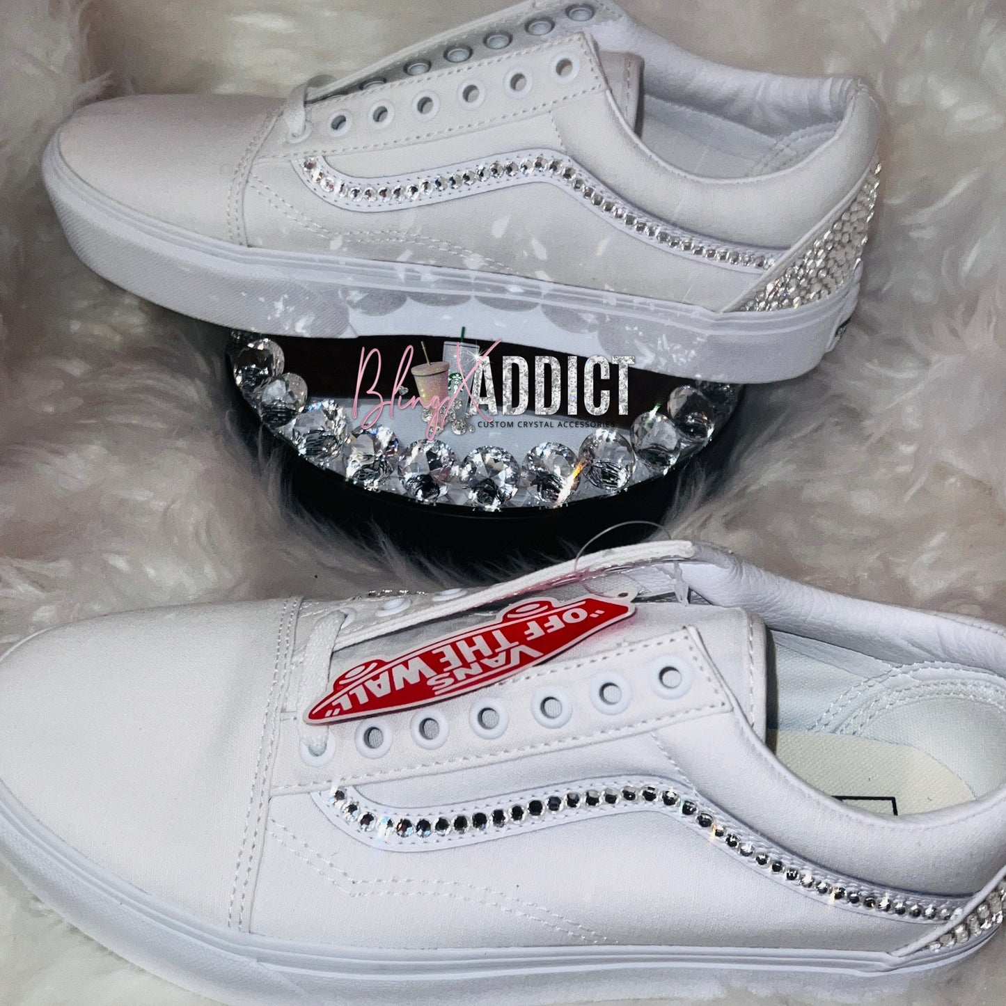 Custom SWAROVSKI Crystal Bling Vans Old Skool Sneakers for Wedding, Birthday, Gifts