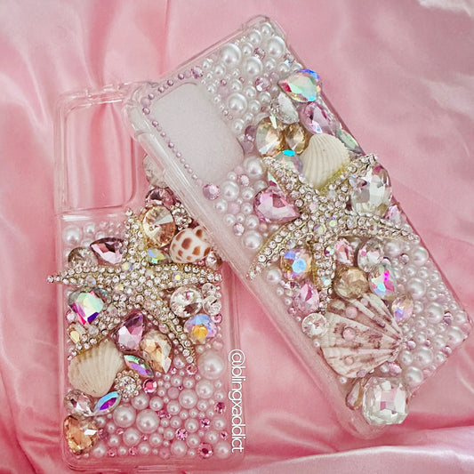 Ocean Bliss | Bling Starfish Phone Case with Seashells, Pearls & Rhinestones - Bling Addict