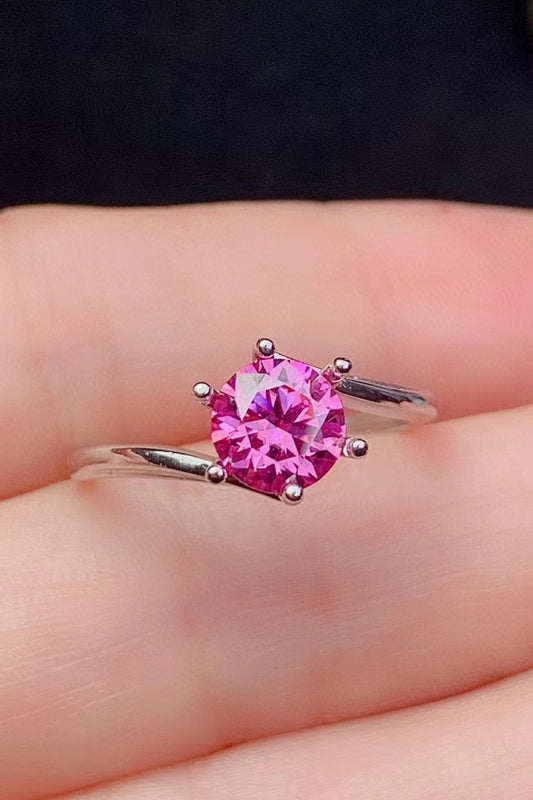Can't Stop Your Shine | 1 Carat Pink Moissanite Ring in 925 Sterling Silver - Bling Addict