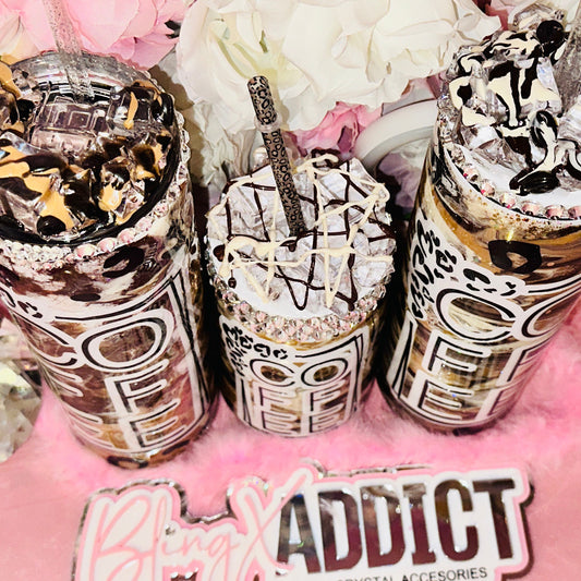 Coffee, Leopard, Leggings, DONE! Caffeine Swirl Epoxy Tumbler Mug Cup - Bling Addict
