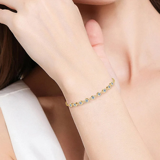 Timeless Spark | Inlaid Moissanite 925 Sterling Silver Bracelet - Bling Addict