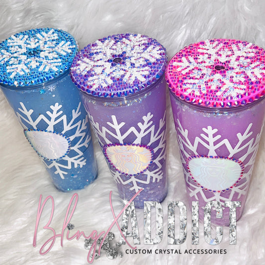 Let It Snow 24oz Starbucks Glitter Globe Bling Cup for Gifts, Birthdays, Christmas - Bling Addict
