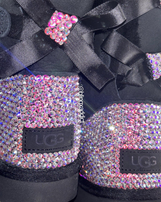 Swarovski Crystal Bling Custom UGG Bailey Bow Boots| Choose UGG Boot Version: Mini, Short, or Tall - Bling Addict