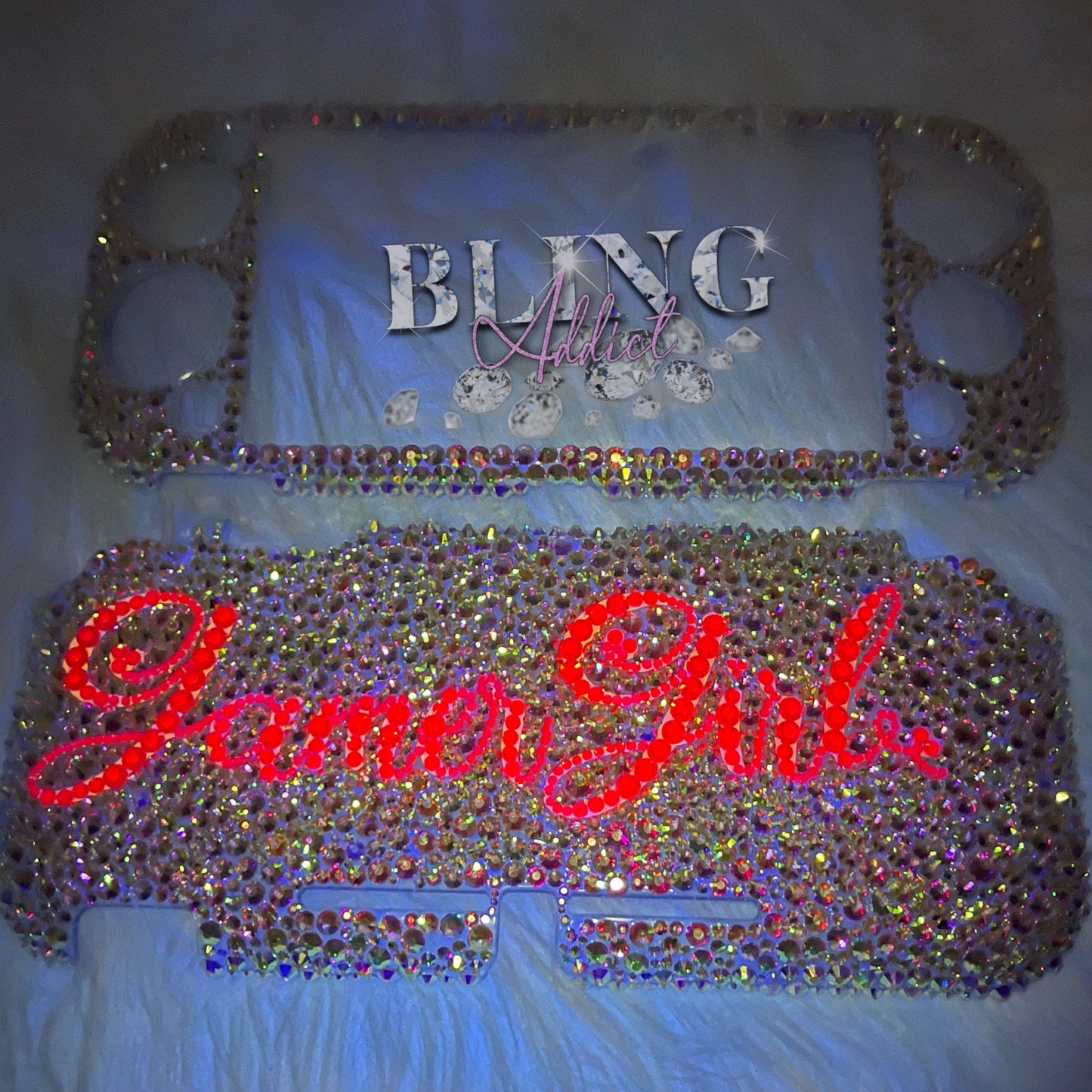 Neon Pink Glow in the Dark Gamer Girl Bling Nintendo Switch Lite Case