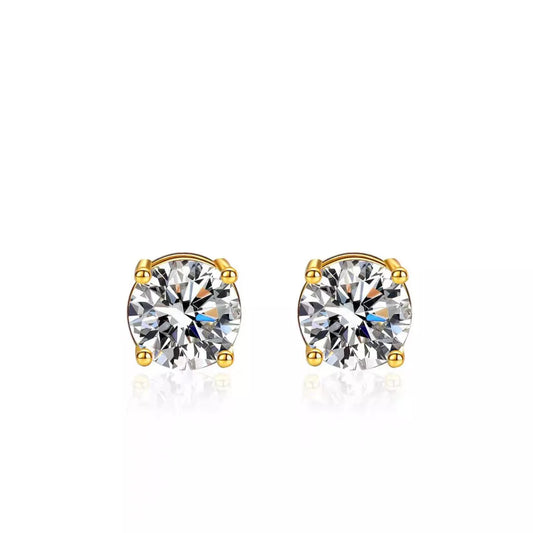 Golden Glow | 1 Carat Moissanite Gold Screwback Stud Earrings - Bling Addict