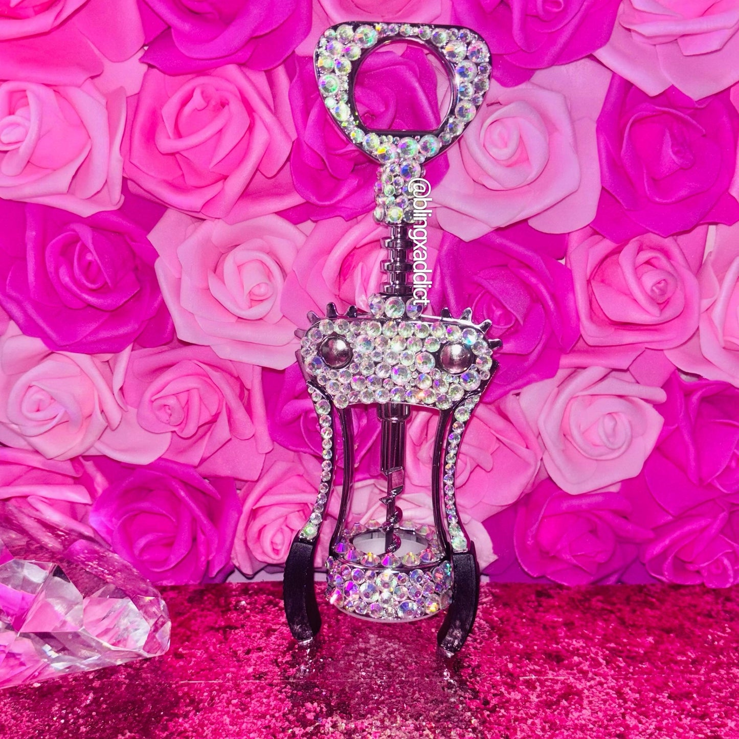 Crystalized Beddazled Stainless Steel Wine Opener - Bling Addict