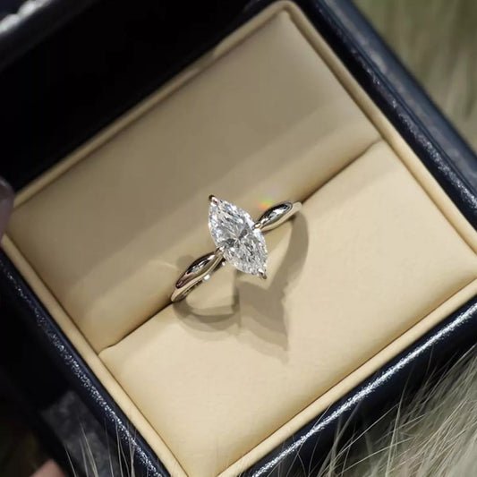 Starlit Arrow | 2 Carat Marquise Moissanite Ring | 925 Sterling Silver - Bling Addict