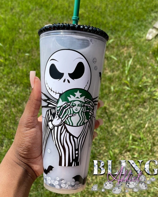 Halloween Snow Globe Starbucks Tumbler: Customized Glitter Cold Cup - Bling Addict