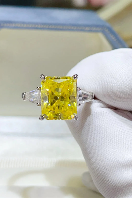 Royal Sunfire | 5 Carat Yellow Princess Cut Moissanite Ring in 925 Sterling Silver - Bling Addict
