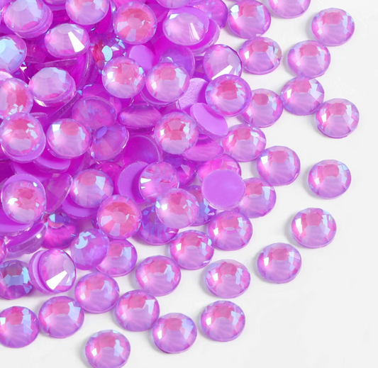 Luminous Purple AB Glass Rhinestones | Neon Purple Iridescent Flatback Rhinestones | SS6 SS10 SS16 SS20 SS30 | 288–1,440 Pieces