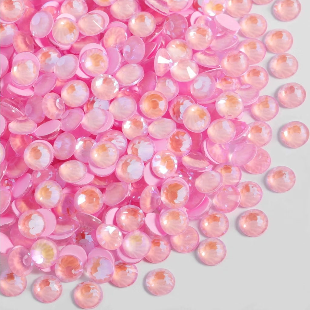 Luminous Lt. Pink AB Glass Rhinestones | Neon Pink Iridescent Flatback Rhinestones | SS6 SS10 SS16 SS20 SS30 | 288โ1,440 Pieces (Copy)