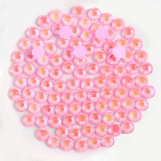 Luminous Lt. Pink AB Glass Rhinestones | Neon Pink Iridescent Flatback Rhinestones | SS6 SS10 SS16 SS20 SS30 | 288–1,440 Pieces (Copy)