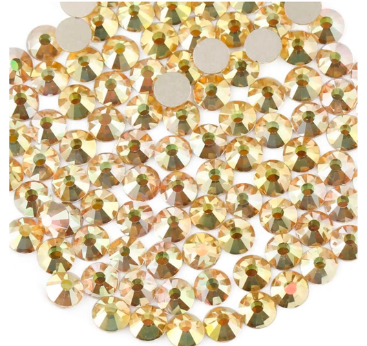Metal Sunlight Gold Glass Rhinestones | Metallic Gold Flatback Rhinestones