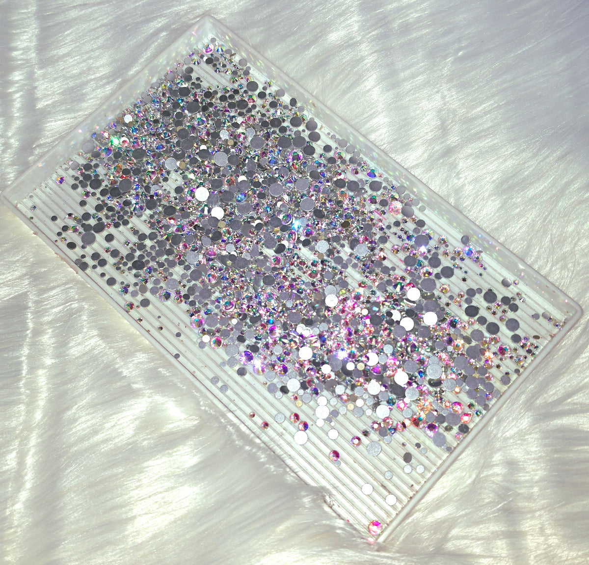 Extra Large Rhinestone Sorting Tray with Spoon | 10" × 6" Bling Tool
