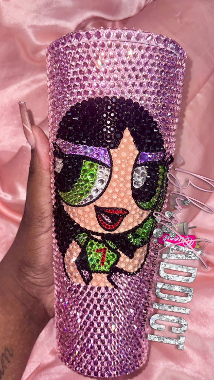 Power Puff Bae Crystal Bling Custom 24oz Starbucks Rhinestone Tumbler Cup