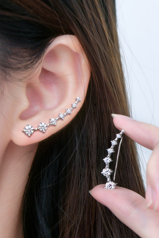 Starlight Sweep | 1.9 Carat Moissanite Crawler Earrings - Bling Addict