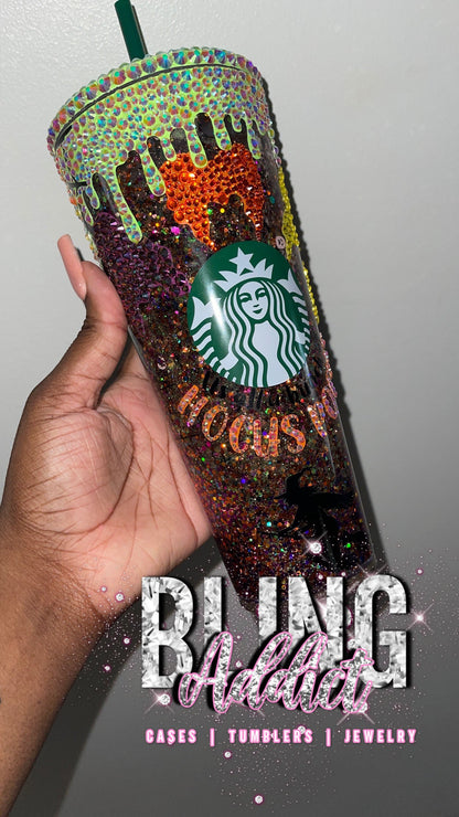 Hocus Pocus CRYSTAL Bling Snowglobe Glitter Tumbler
