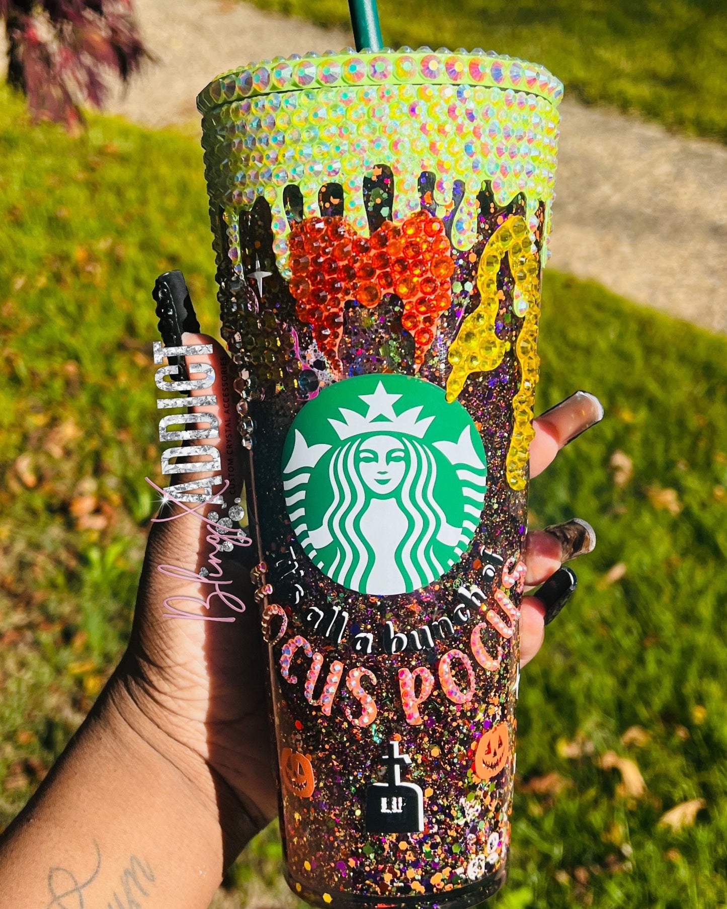 Hocus Pocus CRYSTAL Bling Snowglobe Glitter Tumbler