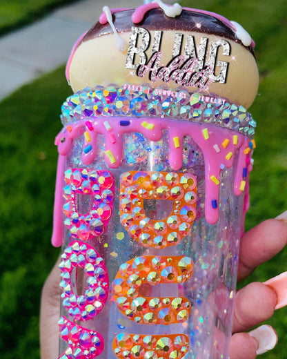 Donut Glitter Globe Tumbler: Sparkly Floating Glitter Cup