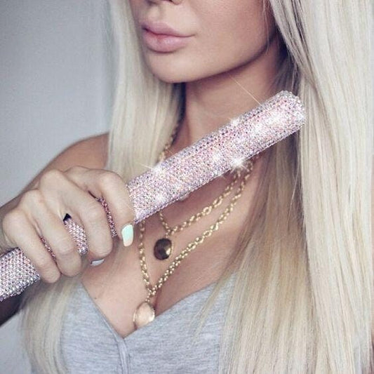Bedazzled Crystal Flat Iron | Rhinestone Bling Hair Straightener | Custom 1” or 2” Styling Tool - Bling Addict