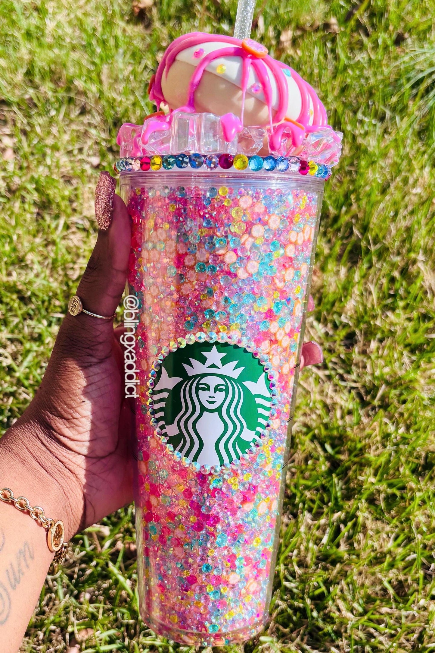 Donut Worry, Be Sparkly – Blinged Out Starbucks Cup Filled with Crystals & Sweet Sprinkle Style