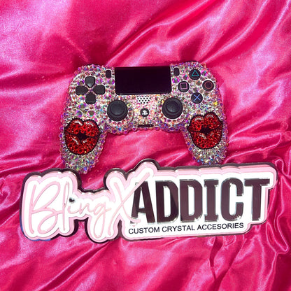 PlayStation Babe Crystal Bling Lips Wireless PS4 or PS5 Controller