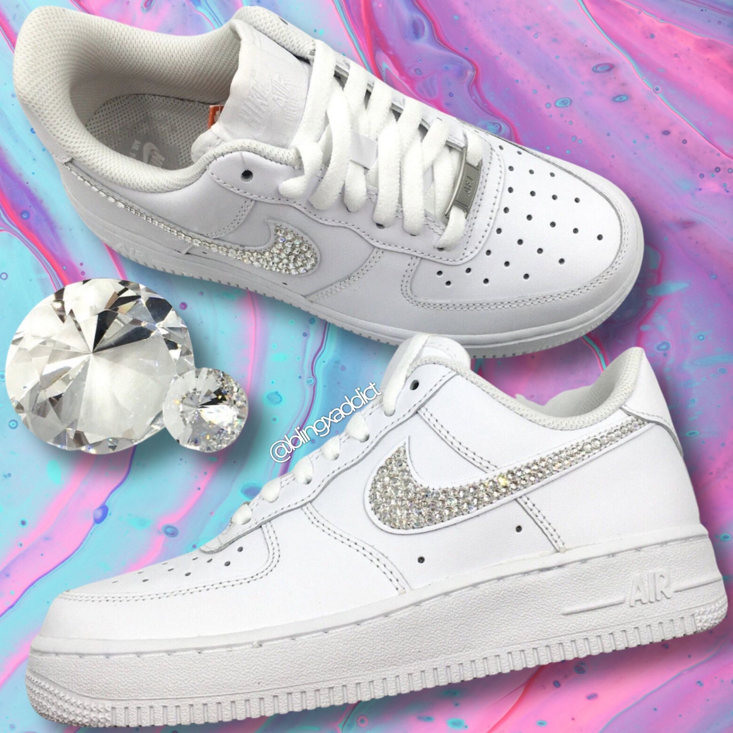 Bedazzled Swarovski Crystal Nike Air Force 1 Low Top Custom Handmade Sneakers