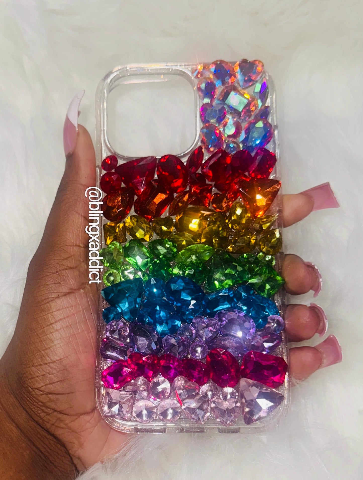 Radiant Rainbow | Custom 3D Gem Bling Case Color Pop Crystals | Rainbow 3D Gem Phone Case