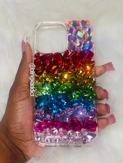 Radiant Rainbow | Custom 3D Gem Bling Case Color Pop Crystals | Rainbow 3D Gem Phone Case