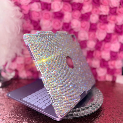 Custom Bling iPad Keyboard Case | 360 Rotating RGB Backlit Keyboard | Luxury Sparkly  Bedazzled Tablet Cover | Handmade iPad Accessory