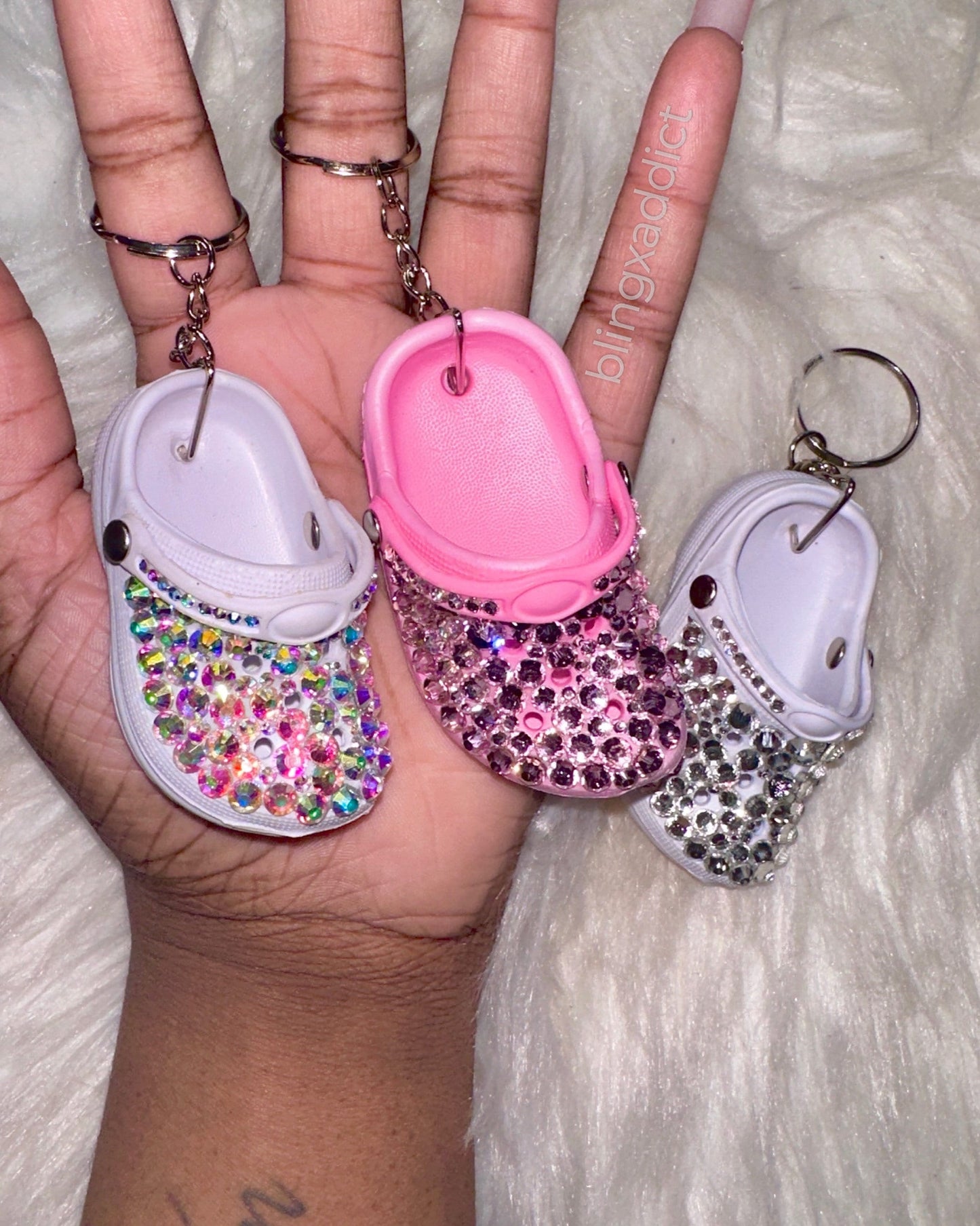 Crystal Bling Custom Rhinestone Croc Keychain