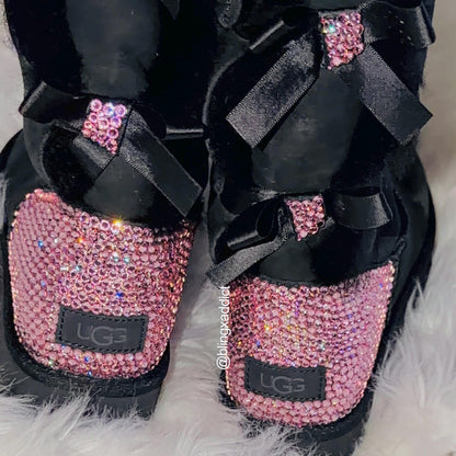 Swarovski Crystal Bling Custom UGG Bailey Bow Boots| Choose UGG Boot Version: Mini, Short, or Tall