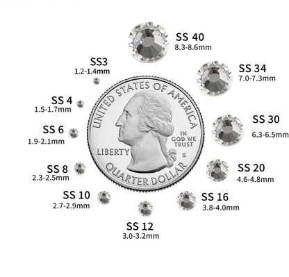 Crystal Clear Glass Rhinestones | SS6 SS8 SS10 SS12 SS16 SS20 SS30 SS34 | 1,440/288 PCS | Glass Flatback Non-Hotfix