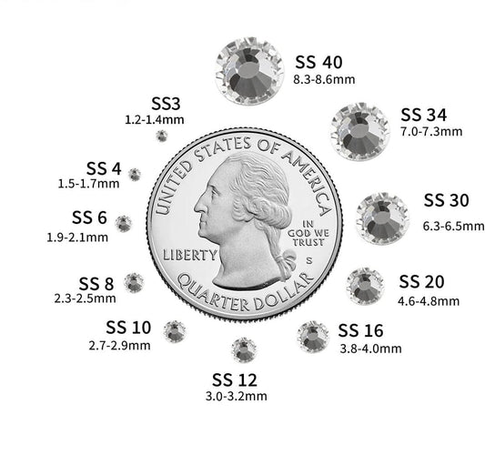 Crystal Clear Glass Rhinestones | SS6 SS8 SS10 SS12 SS16 SS20 SS30 SS34 | 1,440/288 PCS | Glass Flatback Non-Hotfix