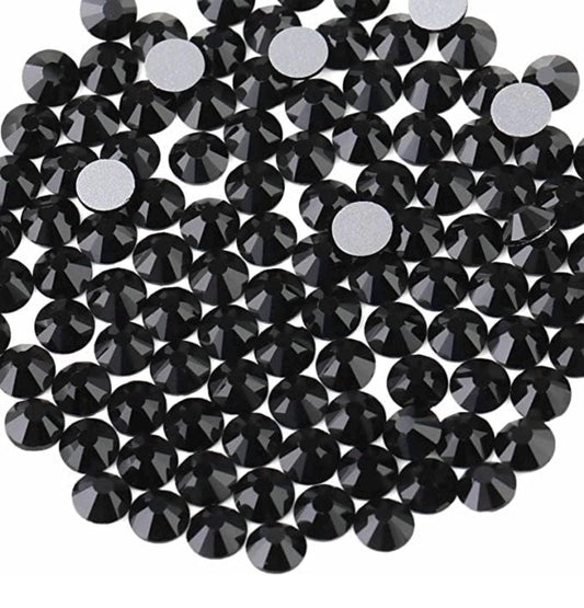 Jet Black Glass Rhinestones | SS6 SS8 SS10 SS12 SS16 SS20 SS30 SS34 SS40 SS50 | 1,440/288/144 PCS | Glass Flatback Non-Hotfix