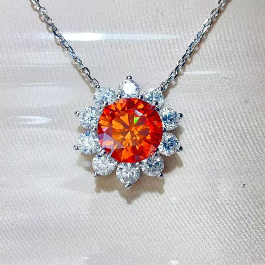 Prairie Bloom 5 Carat Moissanite Flower Pendant Necklace | 925 Sterling Silver Floral Necklace - Bling Addict