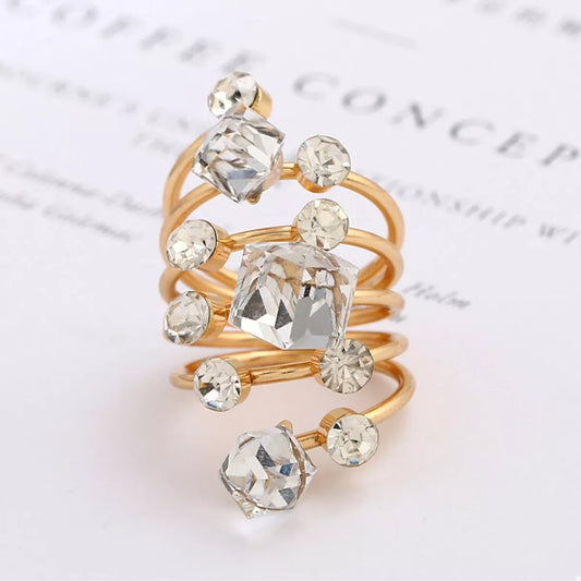Prismatic Luxe | 18K Gold-Plated Multi-Layered Cluster Ring - Bling Addict
