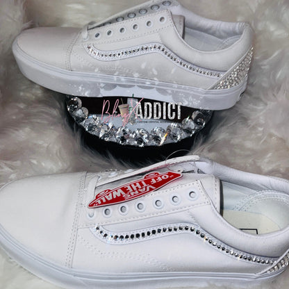 Custom SWAROVSKI Crystal Bling Vans Old Skool Sneakers for Wedding, Birthday, Gifts