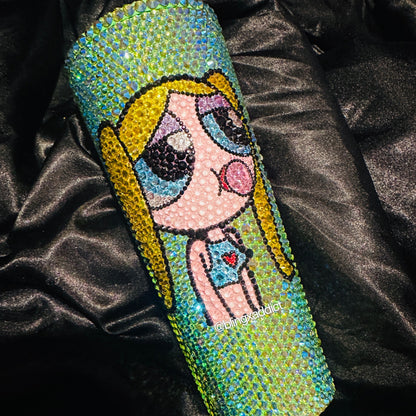 Power Puff Bae Crystal Bling Custom 24oz Starbucks Rhinestone Tumbler Cup