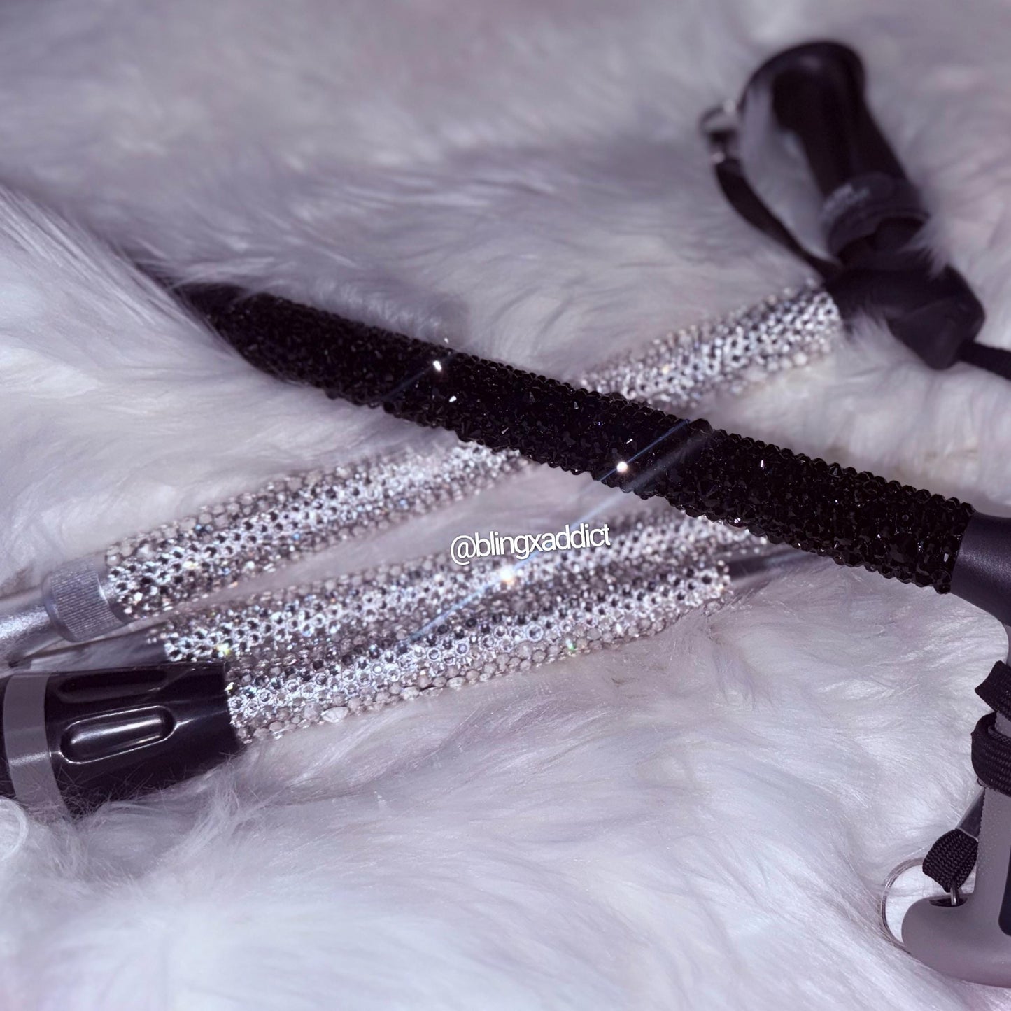 Crystal Bedazzled Foldable Walking Cane | Ergonomic Grip Handle | Supports Up to 350 lbs | Adjustable Height to 6’5” | Custom Name Option