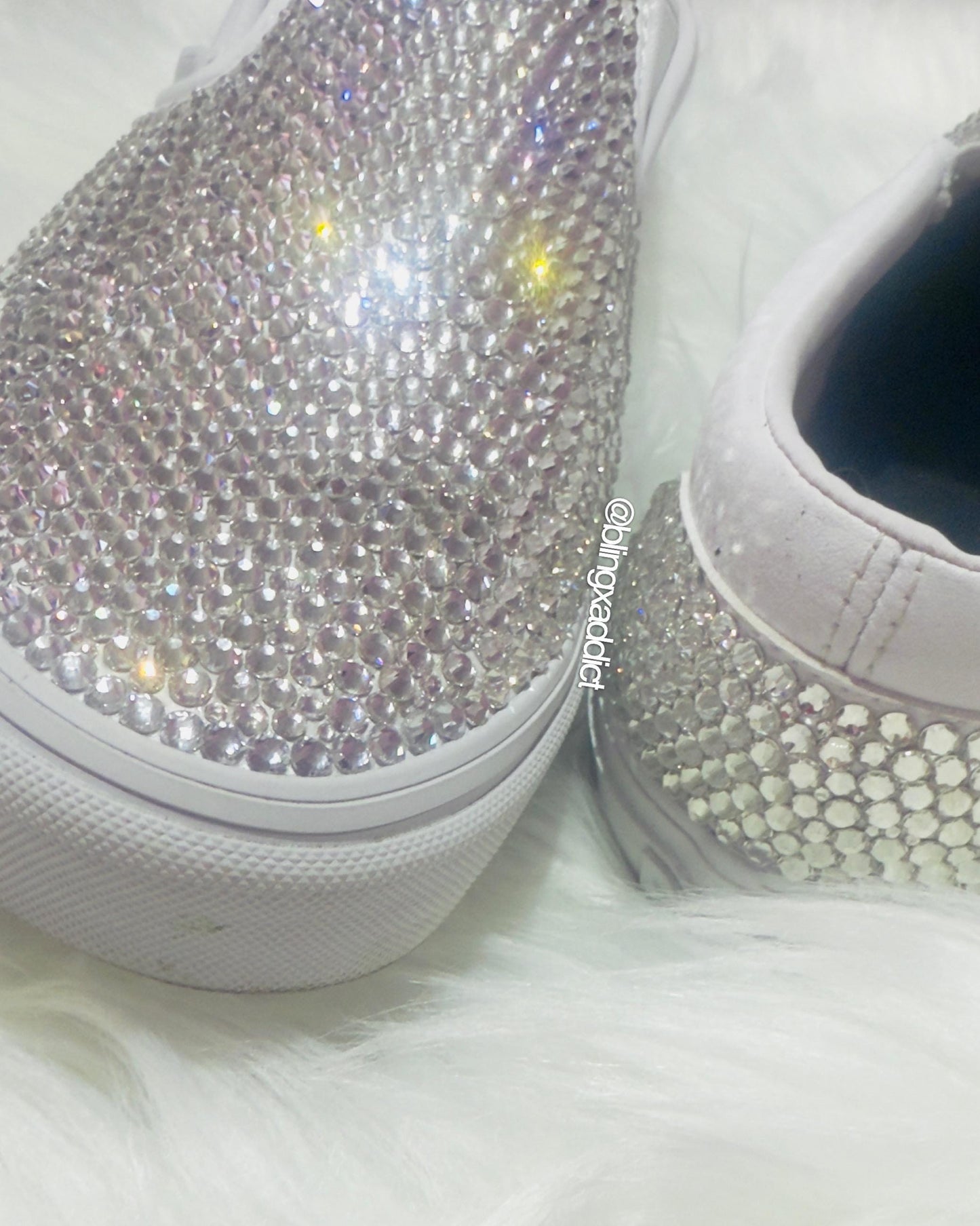 Fully Crystalized Bling Vans | Women’s Slip-On Sneakers for Birthday, Bridal & Event Wear