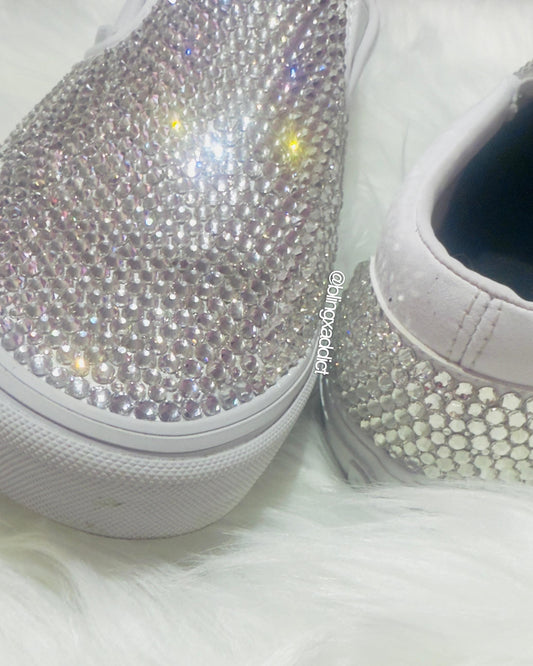 Fully Crystalized Bling Vans | Women’s Slip-On Sneakers for Birthday, Bridal & Event Wear - Bling Addict