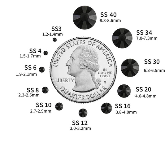 Jet Black Glass Rhinestones | SS6 SS8 SS10 SS12 SS16 SS20 SS30 SS34 SS40 SS50 | 1,440/288/144 PCS | Glass Flatback Non-Hotfix
