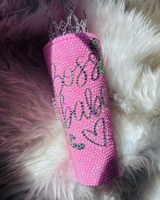 Bling "Boss Babe" Tumbler: Neon Pastel Rhinestone Cup with Crown