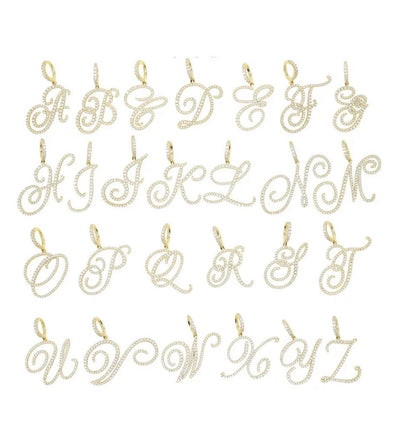 Alphabet Bling CZ Initial Tennis Chain Necklace