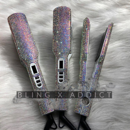 Bedazzled Crystal Flat Iron | Rhinestone Bling Hair Straightener | Custom 1” or 2” Styling Tool
