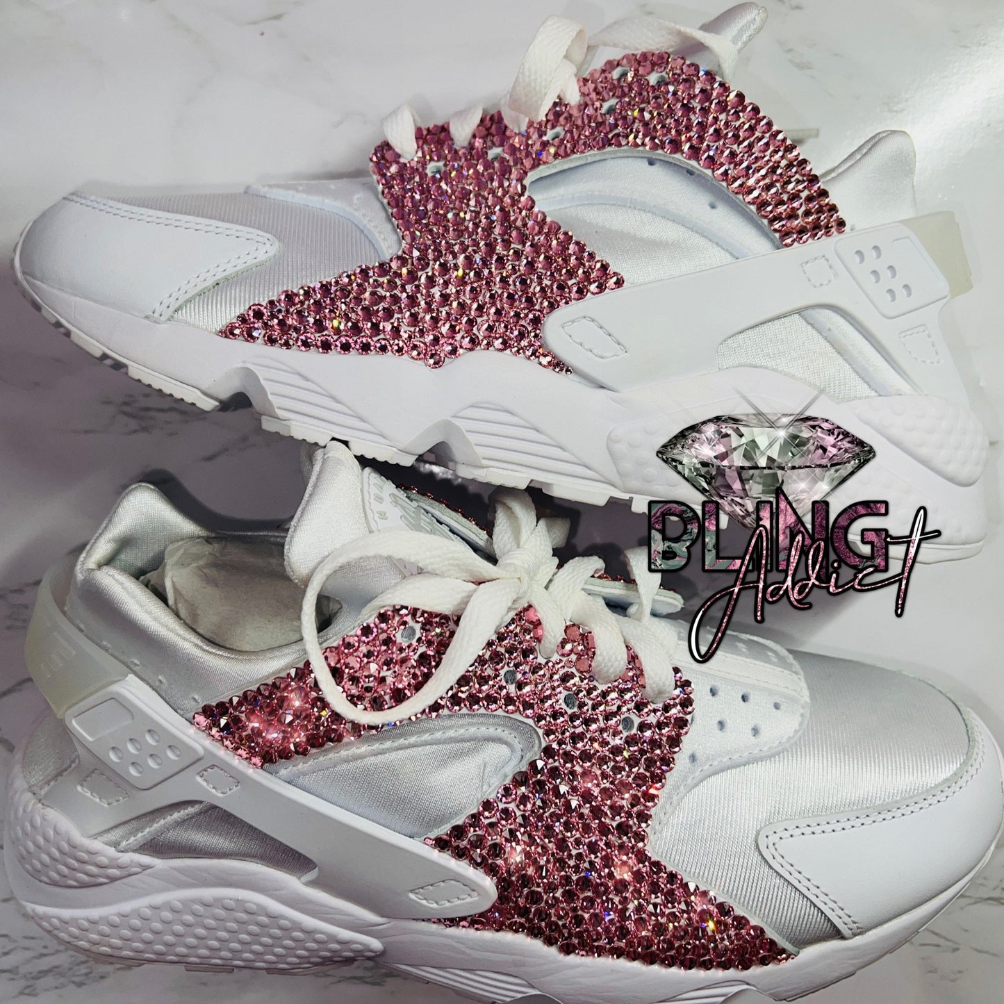 Bedazzled Swarovski Women’s Nike Air Huarache Crystal Bling Sneakers