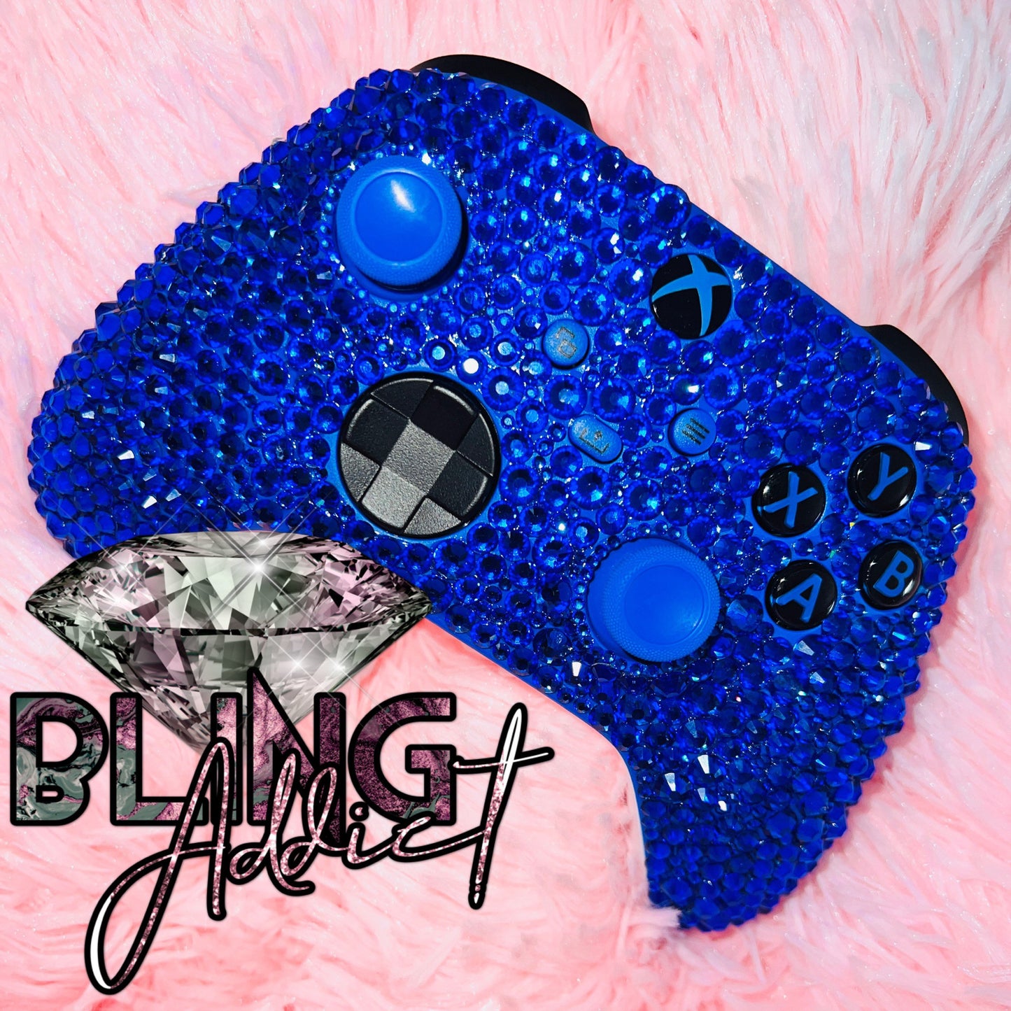READY TO SHIP: Xbox X & One Bling Blue Wireless Controller