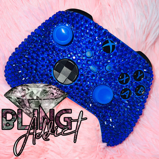 READY TO SHIP: Xbox X & One Bling Blue Wireless Controller - Bling Addict