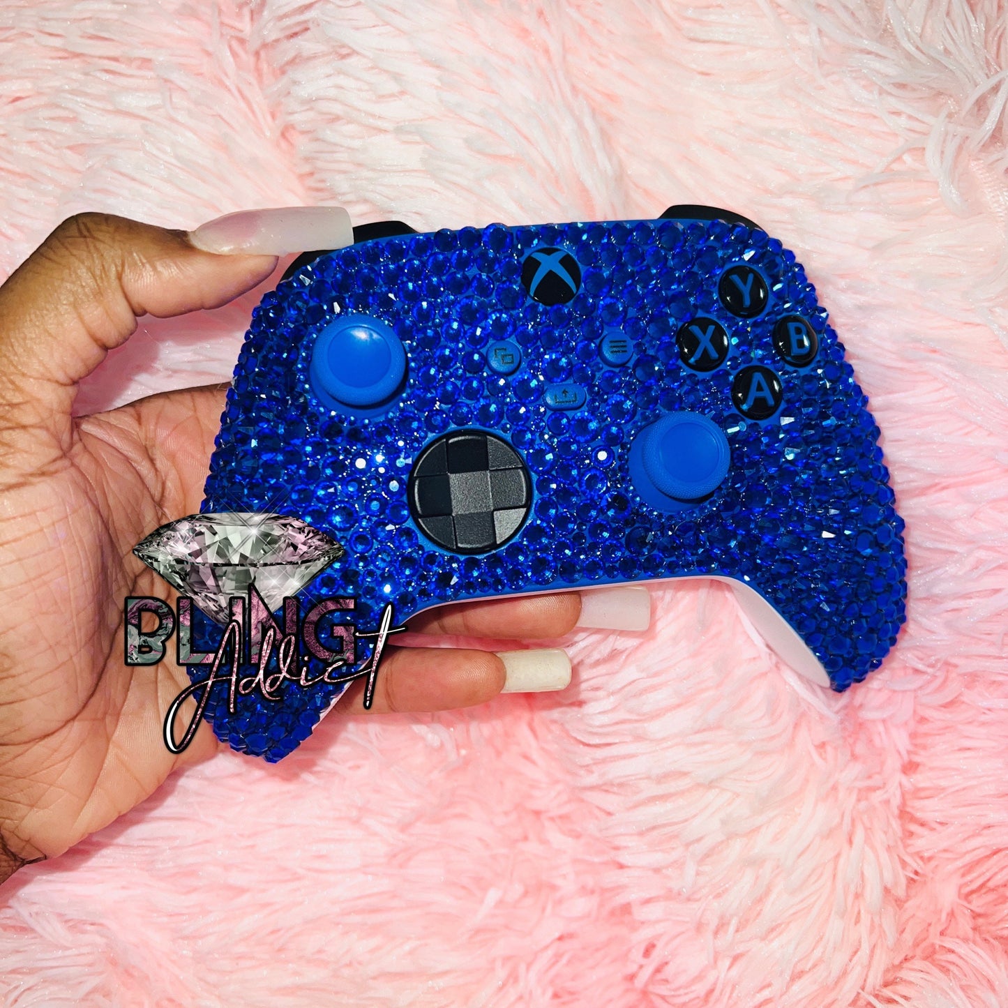 READY TO SHIP: Xbox X & One Bling Blue Wireless Controller